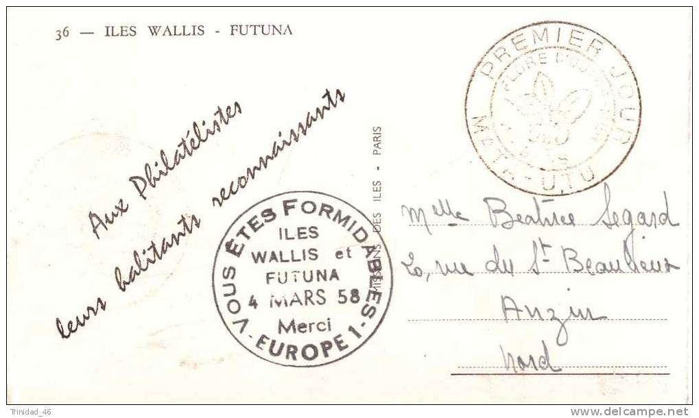 WALLIS ET FUTUNA  ( CARTE AVEC OBLITERATION ) - Wallis E Futuna