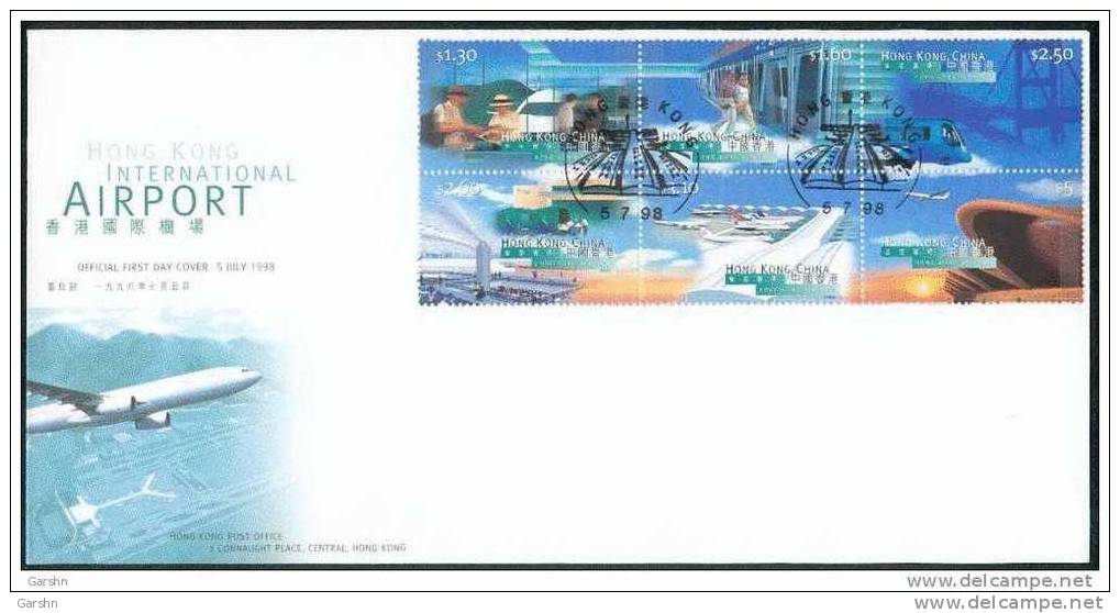 FDC De Chine : 1998 L´aéroport International De Hong Kong SG 924/9 - FDC