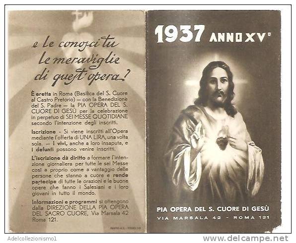 52221)calendario Pia Opera Del Sacro Cuore Di Gesù - Anno 1937 - Kleinformat : 1941-60