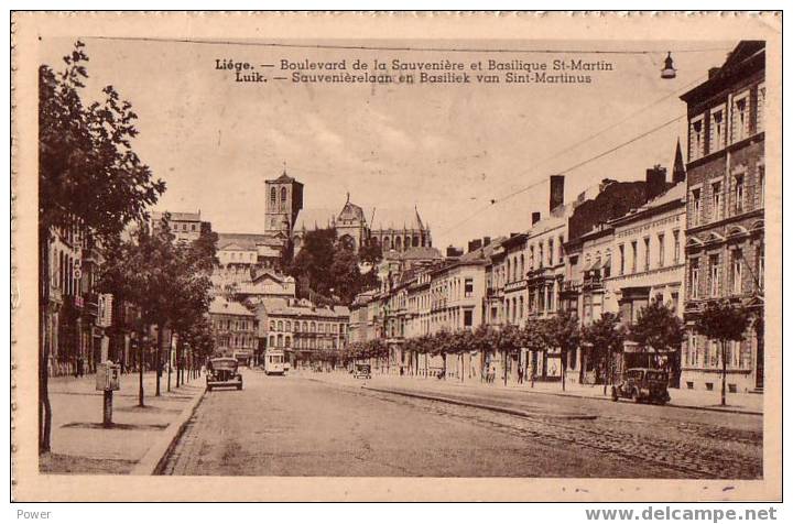 LIEGE  Boulevard De La Sauvenière Et Basilique St-Martin     (tram)....10.05.1949 - Liege