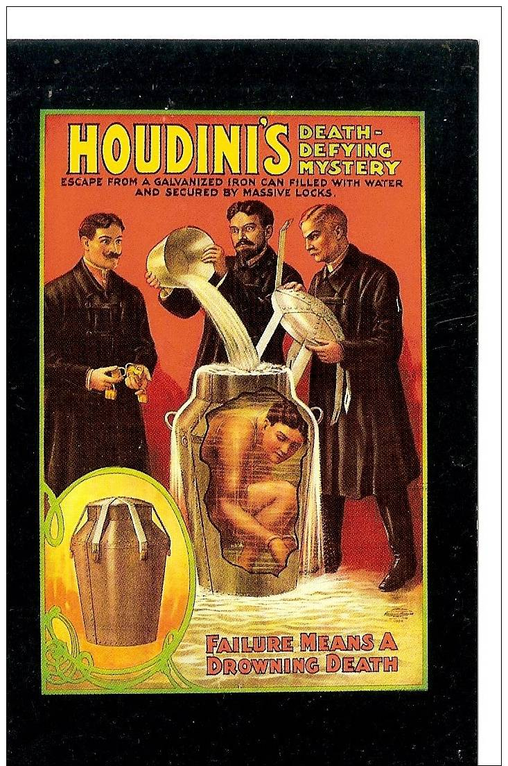 Nostalgia Series Postcard  Houdini's Death-Defying Mystery - Artistes