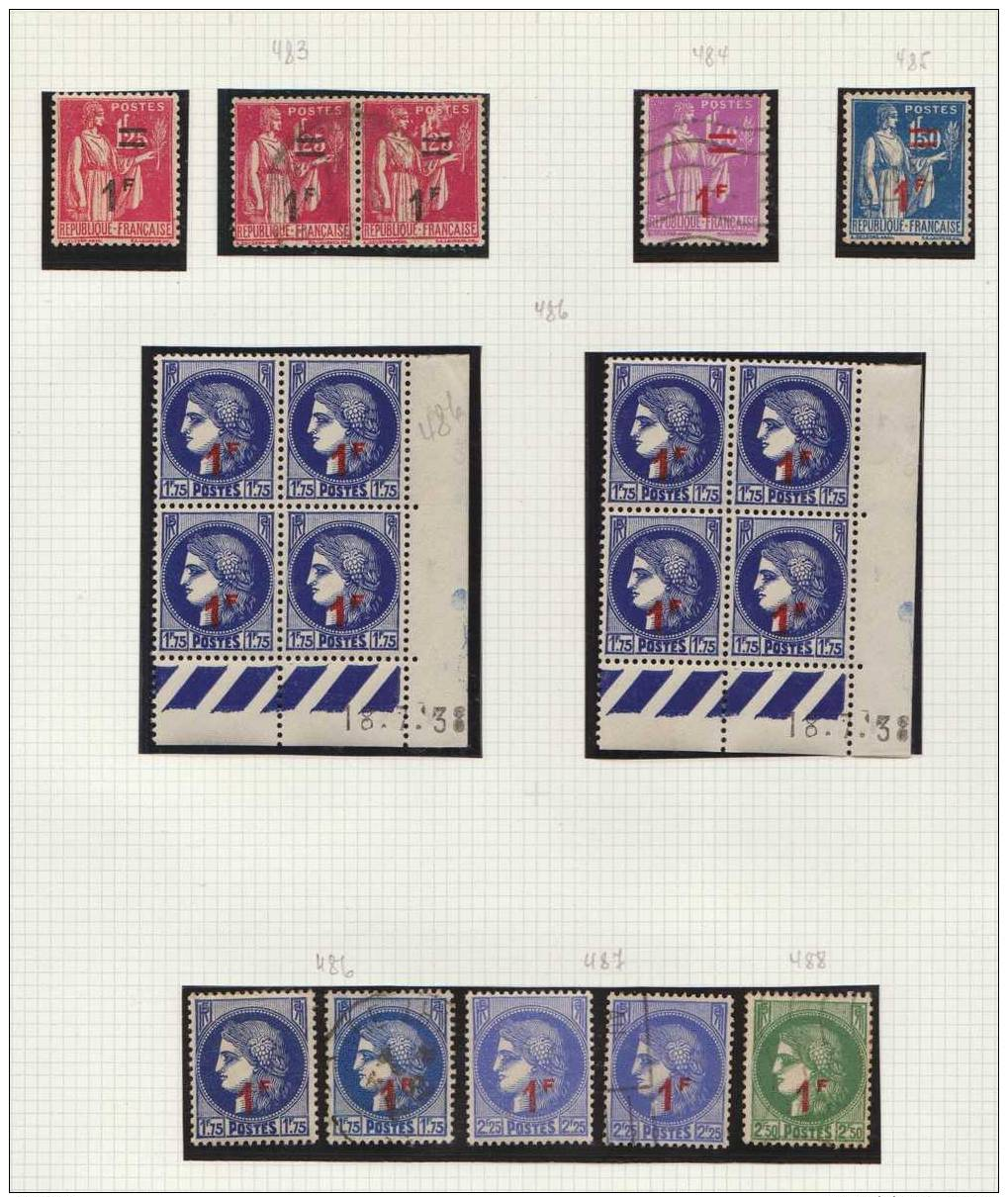 France, 1940, 41, Overprints 478 - 95, 506 - 510, Used, MH, MNH - Ongebruikt