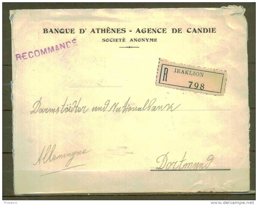 GRECE 1931 N° 366 Paire Obl. S./Lettre Entiére Recommandée Iraklion Pour L'Allemagne - Lettres & Documents