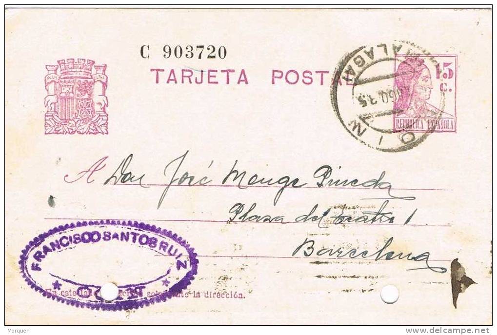Entero Postal COIN (malaga) 1935. Republica - 1931-....