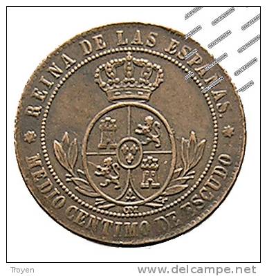 1/2 Centimo - 1867 OM - Star7 - Cuivre - TTB - Países Bajos Españoles