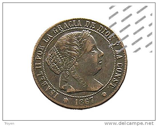 Espagne - 1/2 Centimo - 1867 OM - Star7 - Cuivre - TB - Spaanse Nederlanden