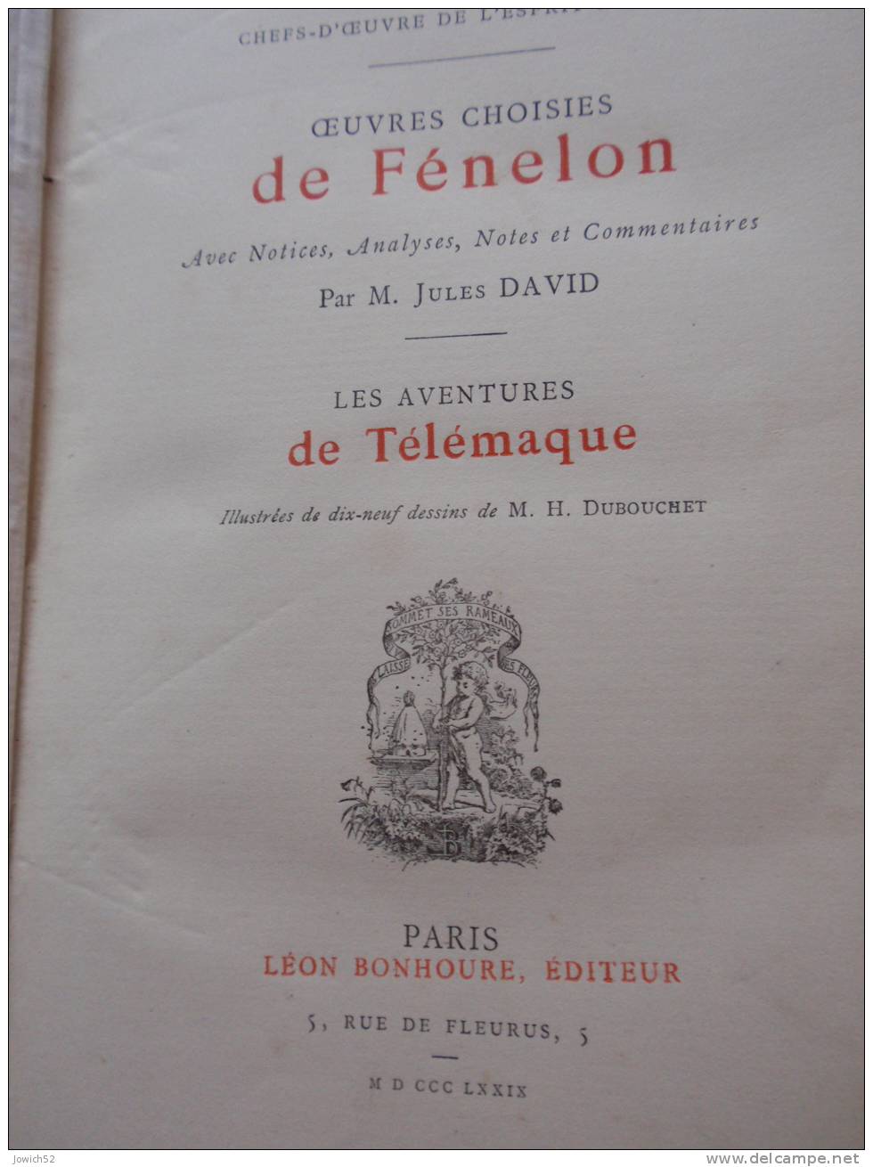 FENELON _ LES AVENTURES DE TELEMAQUE 1879 - OEUVRE CHOISIES - Auteurs Classiques