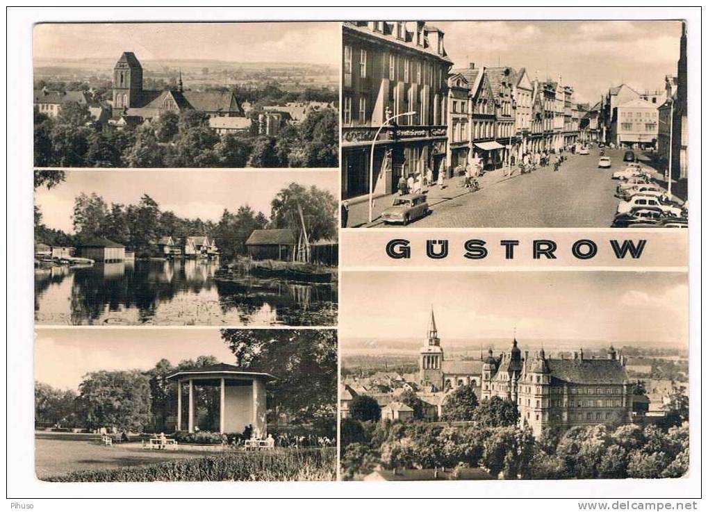 D1357   GÜSTROW :  Gruss Aus (5-picture Postcard) - Guestrow