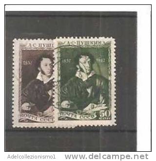 52278)n°2 Valori Russi 1947 - Morte Puskin - N°1079-80 - Usati - Collections