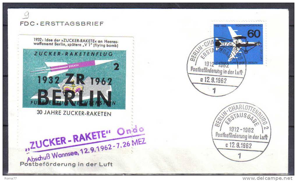 TR9 - POSTA RAZZO ROCKET POST : GERMANIA BERLINO  12.9.62 . - Storia Postale