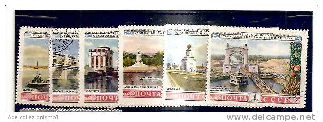 52292)n°6 Valori Russi 1953 -apertura Del Canale Del Volga  - Usati - N°1652/57 - Sammlungen