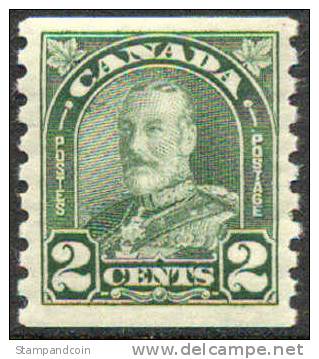 Canada #180 XF Mint Hinged George V 2c Deep Green Coil From 1930 - Roulettes