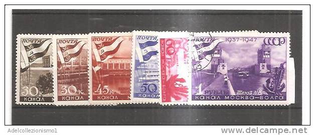 52315)n°6 Valori Russi 1947 - 10° Ann. Del Volga - Usati - N°1944/47 - Colecciones