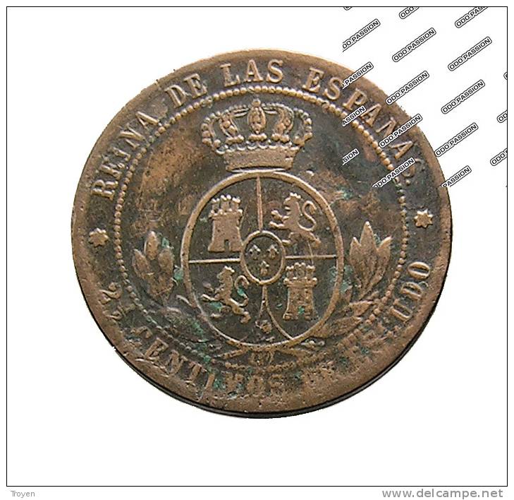Espagne - 2 1/2 Cent. D'Escudos - 1868 - Cuivre - TB - Spaanse Nederlanden