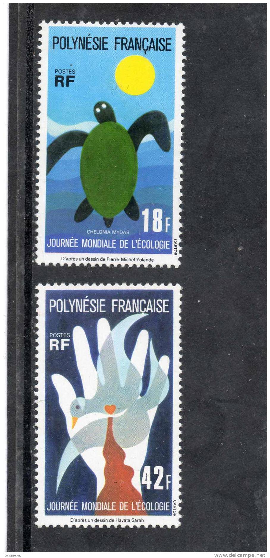 POLYNESIE Française :   Journée Mondiale De L´Ecologie : Tortue Marine, Pigeon - Unused Stamps