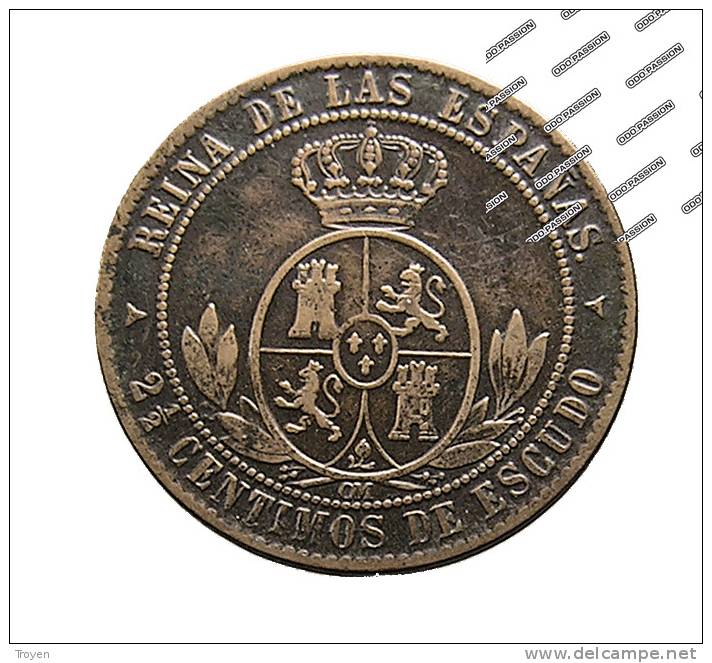 Espagne - 2 1/2 Cent. D'Escudos - 1868 - Star 3 - Cuivre - TB - Spanische Niederlande