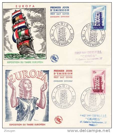 FRANCE 1956 EUROPA CEPT SET FDC - 1956