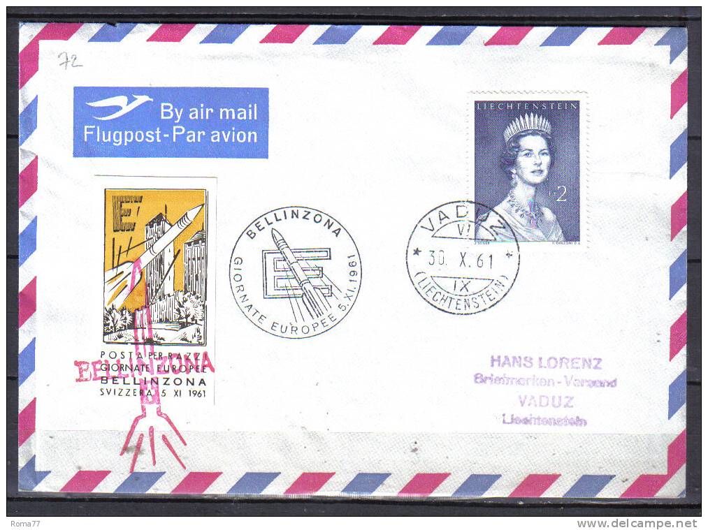 TR72 - POSTA RAZZO ROCKET POST : LIECHTENSTEIN  30.10.1961 - Air Post