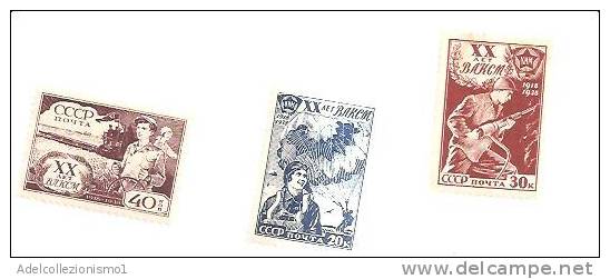 52318)n°3 Valori Russi 1938 - Fed. Della Gioventù Comunista - Nuovi - N°685/87 - Colecciones