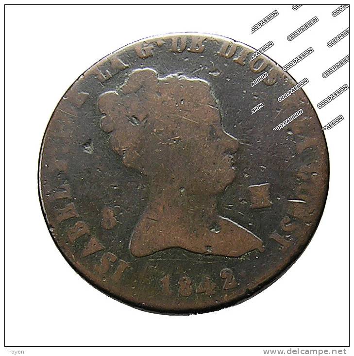 Espagne - 8 Maravedis - 1842 - Cuivre - TB - Spanish Netherlands