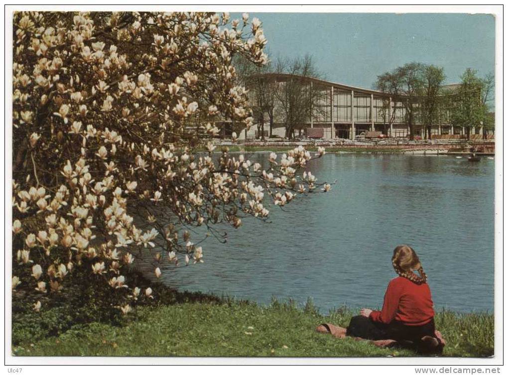 - KARLSRUHE I B., Stadtgarten-see Mit Schwarzwaldhalle, Magnolienblüte - - Karlsruhe