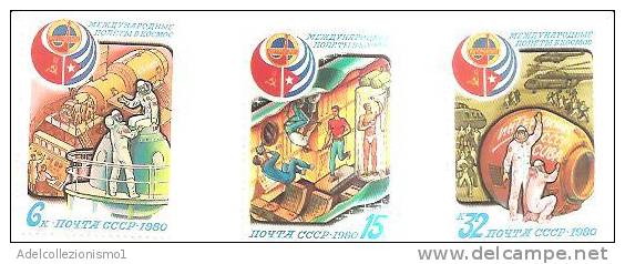 52350)n°3 Valori Russi 1980 - Programma Cosmonauti  -  Nuovi - N°4733/35 - Colecciones