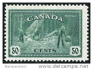 Canada #272 Mint Hinged 50c Logging In BC From 1946 - Neufs