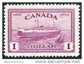 Canada #273 SUPERB Mint Hinged $1 Train Ferry, PEI From 1946 - Unused Stamps