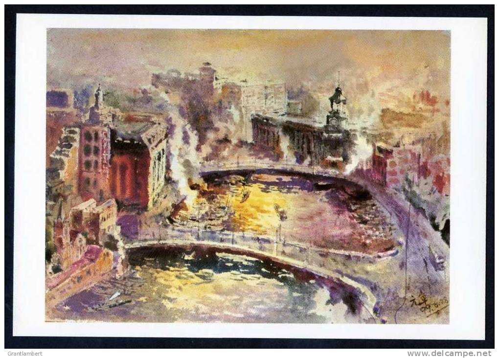 China Shanghai - Su Chow River Busy Scene - Xu Yuanzhang's Watercolour - China