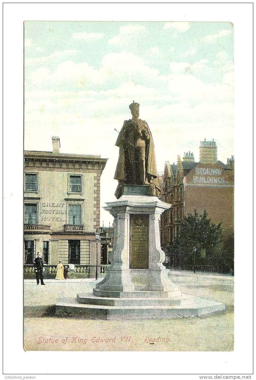 Cp, Angleterre, Reading, Statue Of King Edward VII - Reading