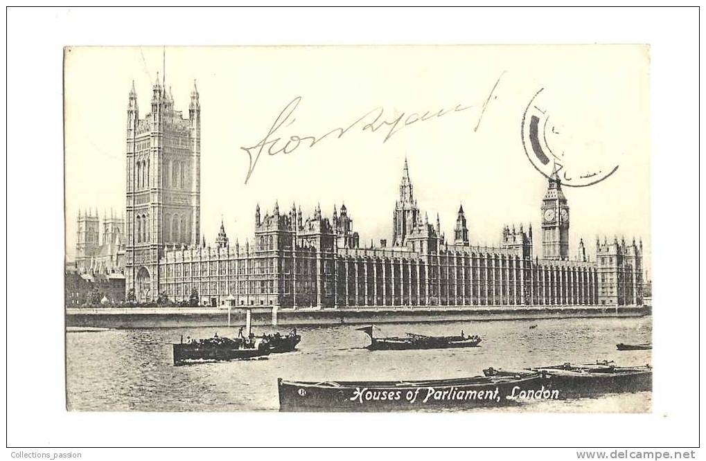 Cp, Angleterre, Londres, House Of Parliament, Voyagée 1911 - Houses Of Parliament