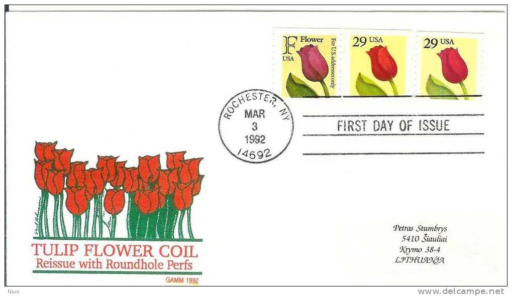 USA 1992 FDC Tulips Flora Tulip Flower Flowers - 1991-2000