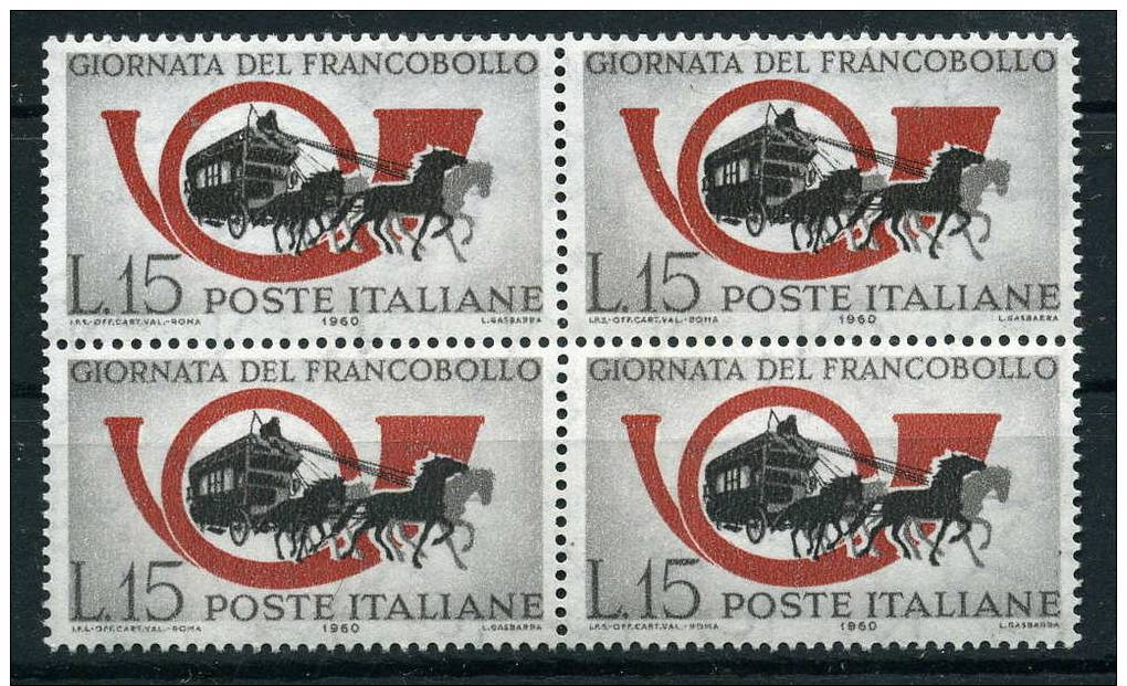 ITALIA 1960 - GIORNATA DEL FRANCOBOLLO - QUARTINA NUOVA, PERFETTA, NON LINGUELLATA MNH** - 1946-60: Nuovi