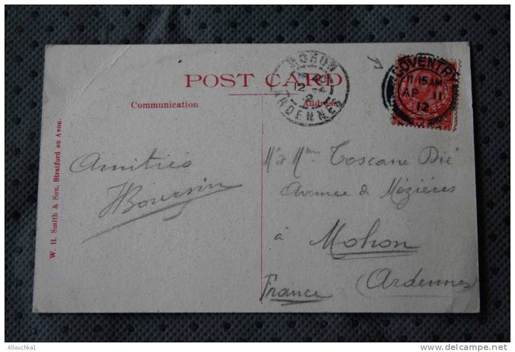 CPA  SHAKESPEARE´S  HOUSE STRATFORD ON AVON CACHET A DATE DE COVENTRY 1912  POUR MOHON 08 FRANCE - Stratford Upon Avon