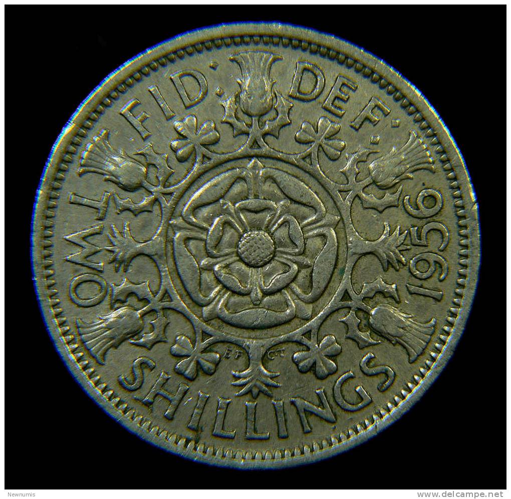 GRAN BRETAGNA 2 SHILLINGS 1956 - J. 1 Florin / 2 Schillings