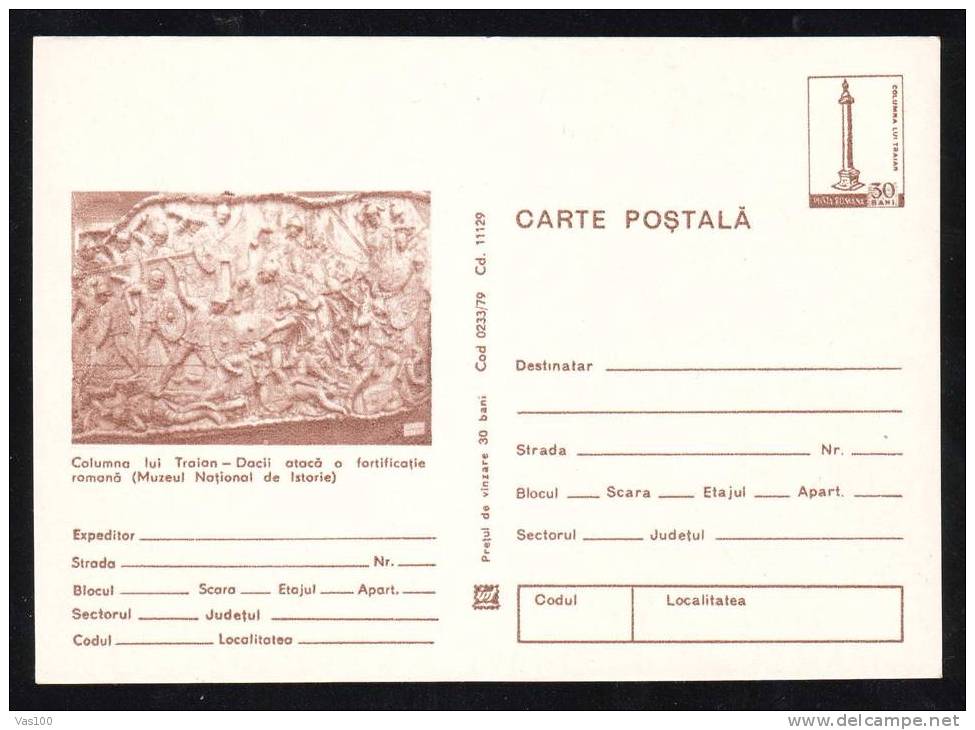 Empereur Romain TRAJANUS Et Roi DECEBALUS, Detail De La Colonne De TRAJANUS A Rome, Entier Postal POSTCARD 1979.(B) - Vor- Und Frühgeschichte