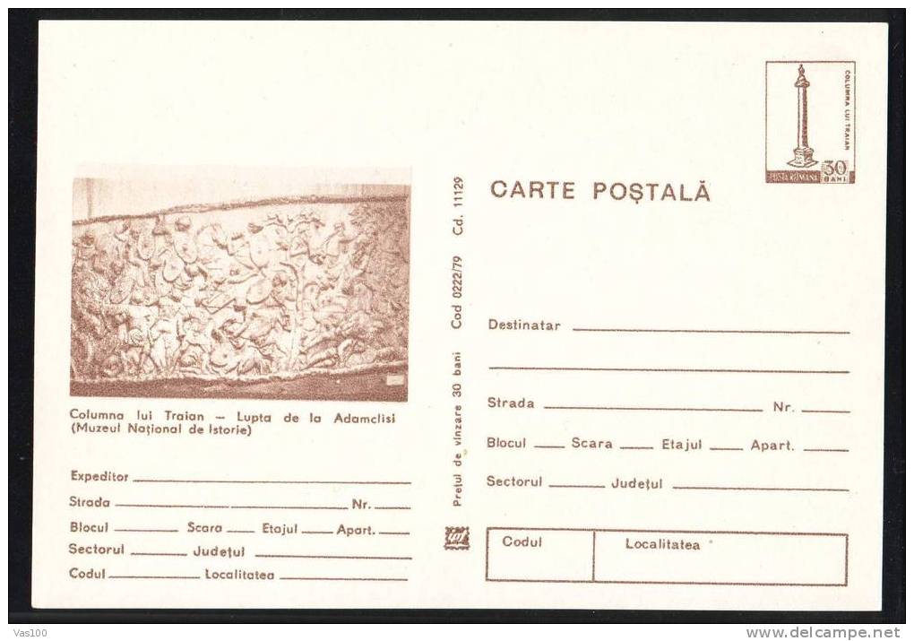 Empereur Romain TRAJANUS Et Roi DECEBALUS, Detail De La Colonne De TRAJANUS A Rome, Entier Postal POSTCARD 1979.(L) - Vor- Und Frühgeschichte