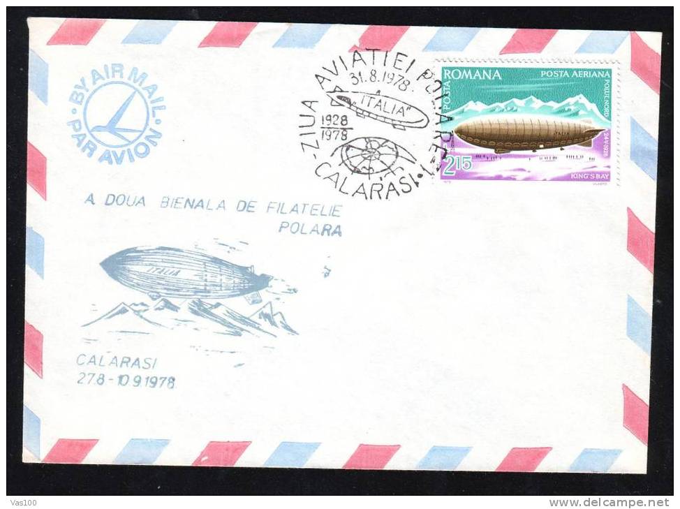 Zeppelins  "ITALIA" OF NORTH POLE ANTARCTICA! PMK 1978 ROMANIA. - Zeppeline