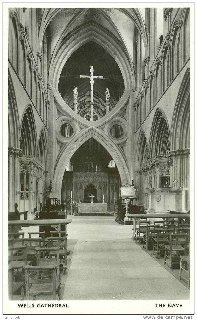 Britain United Kingdom - Wells Cathedral, The Nave - Real Photograph Postcard [P1707] - Wells