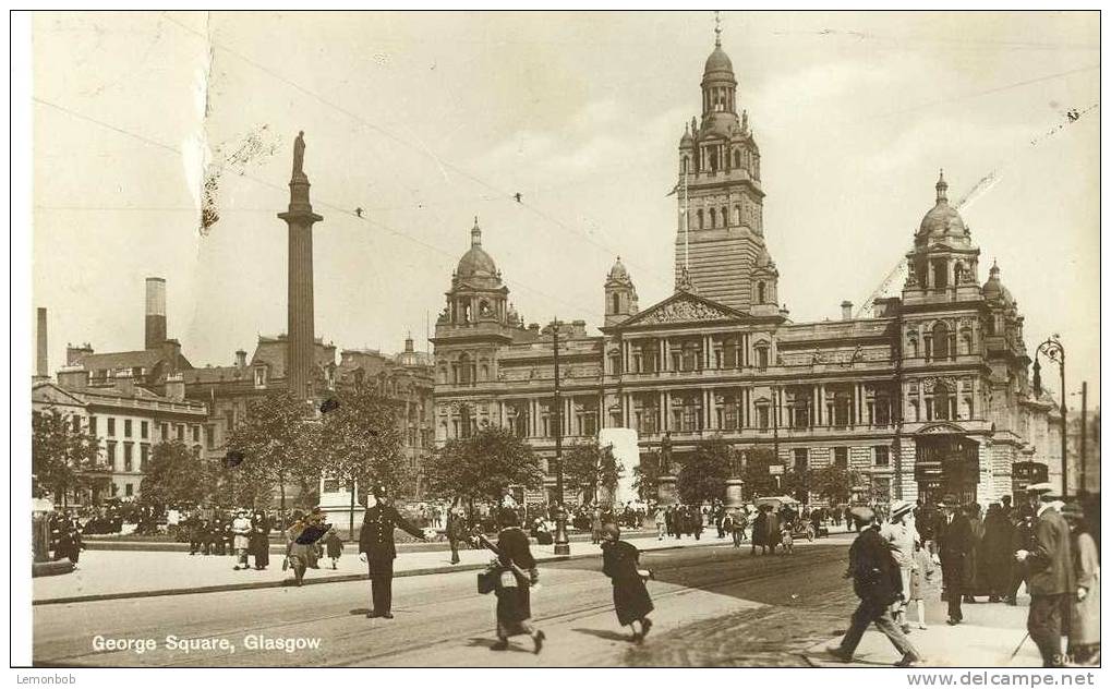Britain United Kingdom - George Square, Glasgow - Old Real Photograph Postcard [P1713] - Lanarkshire / Glasgow