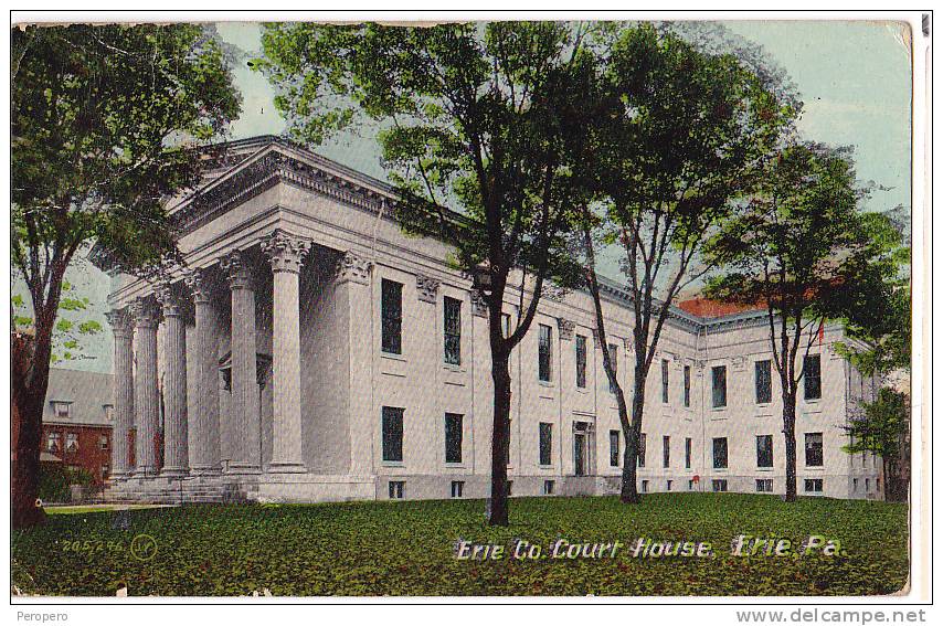 AK PA  ERIE CO.COURT HOUSE  OLD POSTCARD 1911 - Other & Unclassified