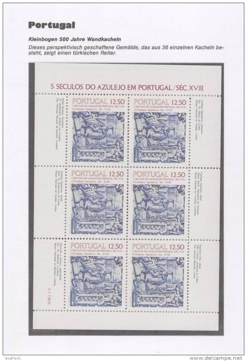 Portugal ** 1614 Kleinbogen Azulejos - Unused Stamps