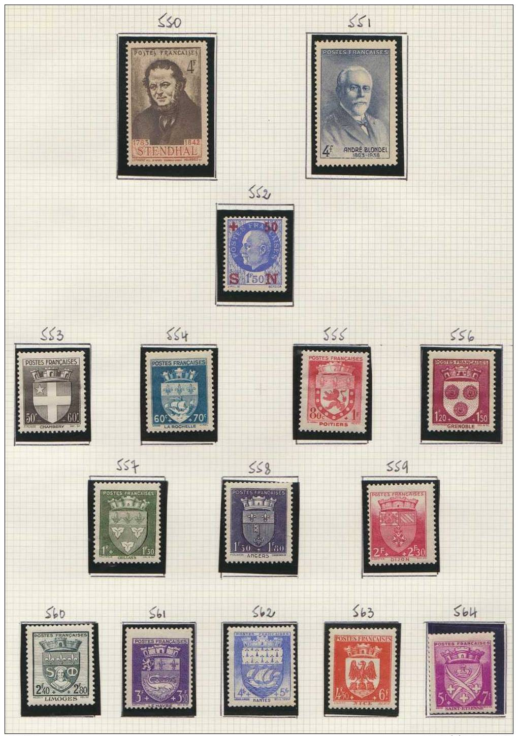 France, 1942, 550 - 78,, MNH, MH, Used - Ongebruikt