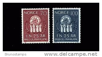 NORWAY/NORGE - 1970  25th ANNIVERSARY OF U.N.O.  SET  MINT NH - Unused Stamps