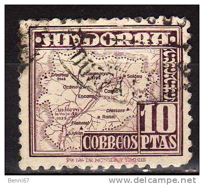 ANDORRE ESPAGNOL 1951 Landkarte Carte Map Yv 51 Obl - Used Stamps
