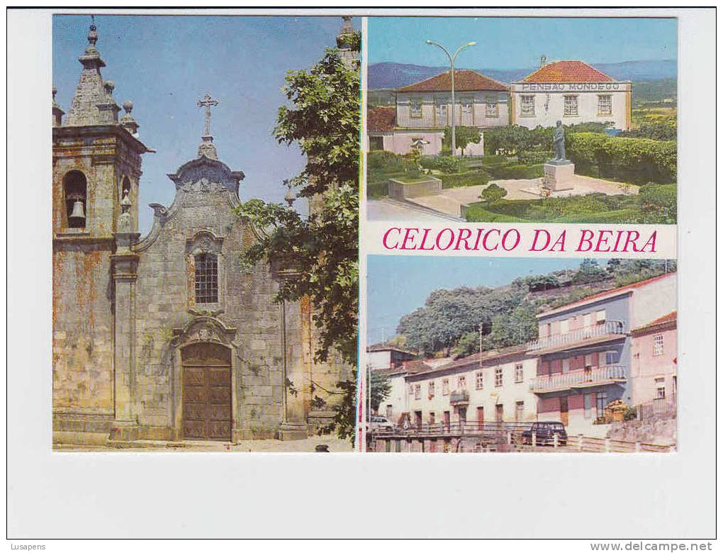 Portugal Cor 09790 – CELORICO DA BEIRA - MONUMENTO A SACDURA CABRAL E IGREJA DE SANTA MARIA - PENSÃO MONDEGO - Guarda