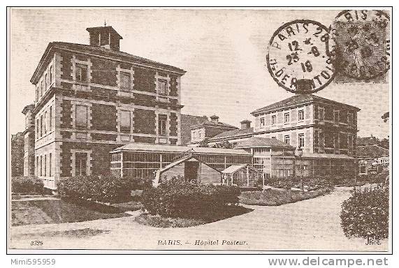 3329 - PARIS - Hôpital Pasteur - REPRODUCTION Cpa 1919 - Scan Recto-verso - Santé, Hôpitaux