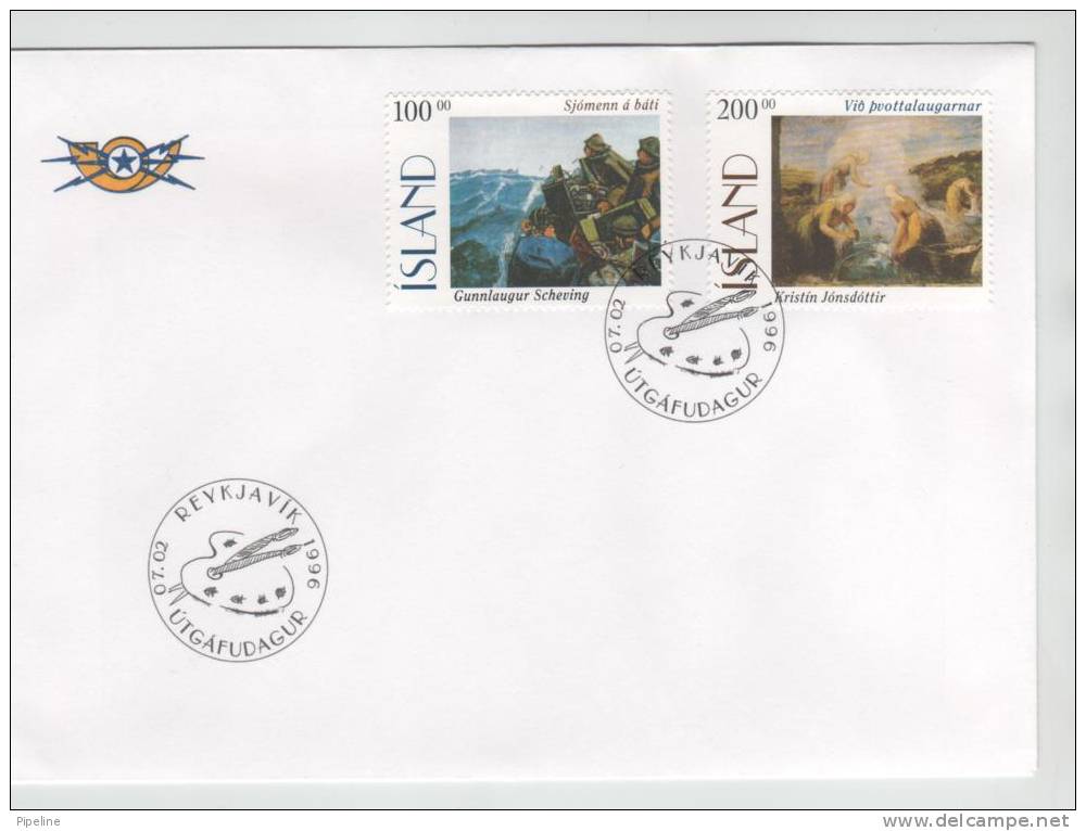 Iceland FDC 7-2-1996 PAINTINGS Complete Set Of 2 - FDC