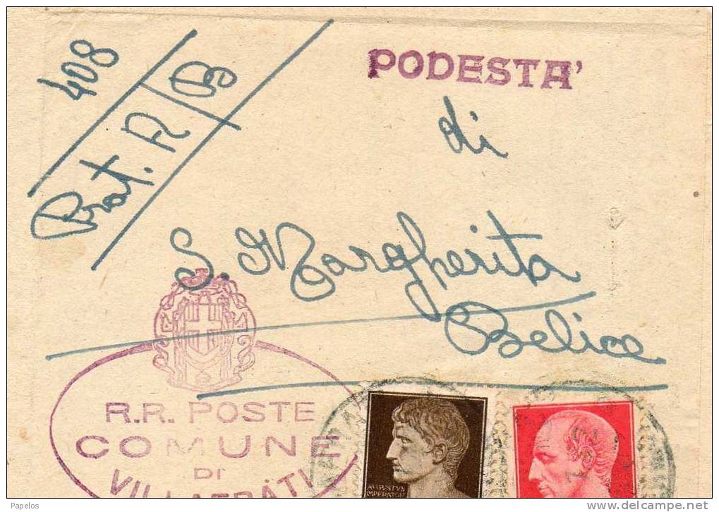 1945  LETTERA   CON ANNULLO VILLAFRATI PALERMO - Storia Postale