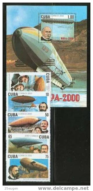 CUBA  2000 ZEPPELINS  SET + MS  MNH - Zeppelins
